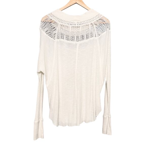 Free people spring valley lace trim thermal top S boho oversized - Picture 7 of 8